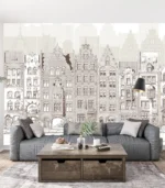 Old Town Serenity — Architectural Cityscape Wall Mural