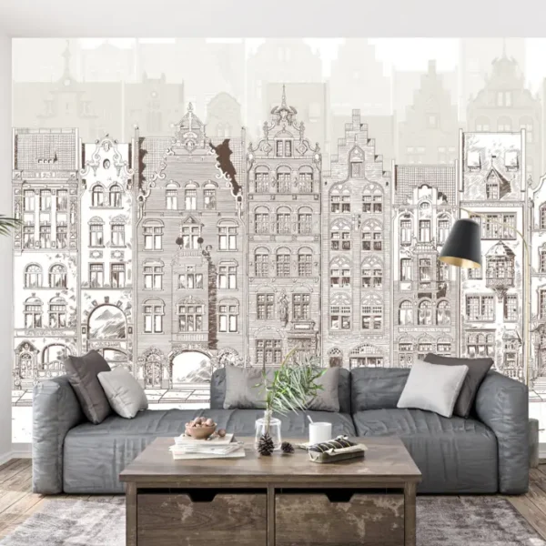Old Town Serenity — Architectural Cityscape Wall Mural