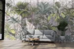 Verdant Haven — Tropical Green Wall Mural - Image 2