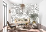 Savanna Sketch — Black & White Jungle Wall Mural - Image 5
