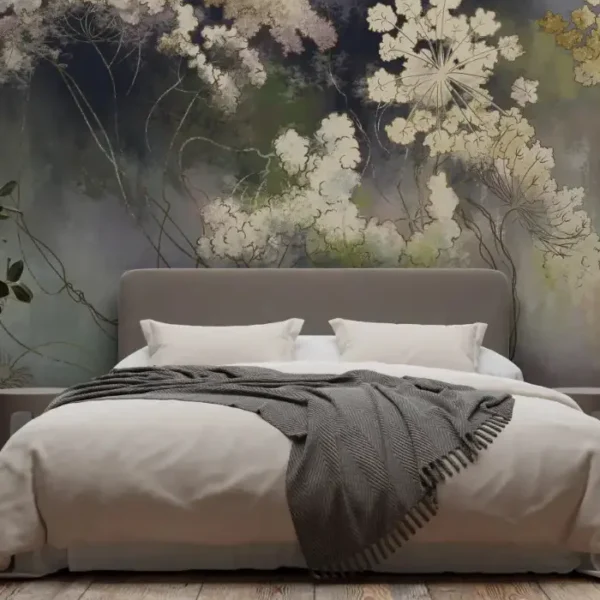 Ethereal Bloom Mist — Artistic Botanical Wall Mural