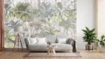 Verdant Haven — Tropical Green Wall Mural - Image 3
