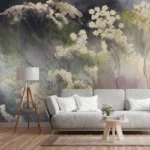 Ethereal Bloom Mist — Artistic Botanical Wall Mural - Image 2