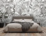 Savanna Sketch — Black & White Jungle Wall Mural - Image 2