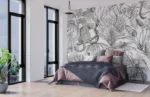 Savanna Sketch — Black & White Jungle Wall Mural - Image 3