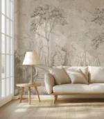 Serene Garden — Vintage Toile Landscape Wall Mural