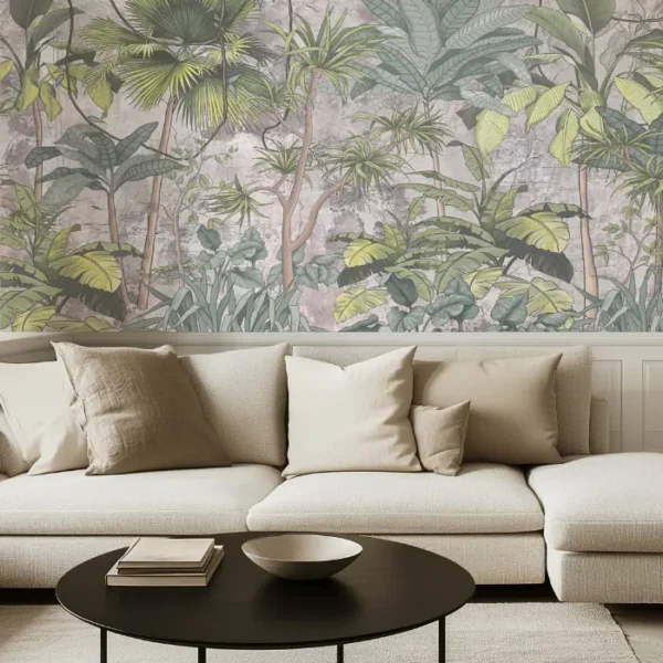 Verdant Haven — Tropical Green Wall Mural