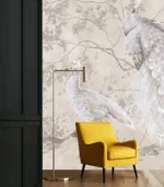 Ivory Grace — Chinoiserie White Peacock Wall Mural